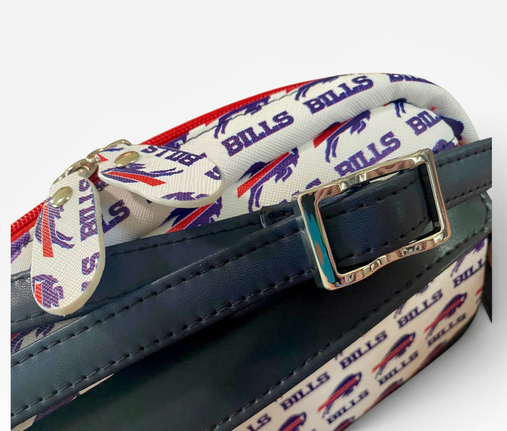 Buffalo Bills Vinyl & Leather  Crossbody/Shoulder Bag, 3 Pockets, Embroidered Flap, Adjustable Strap FREE Shipping