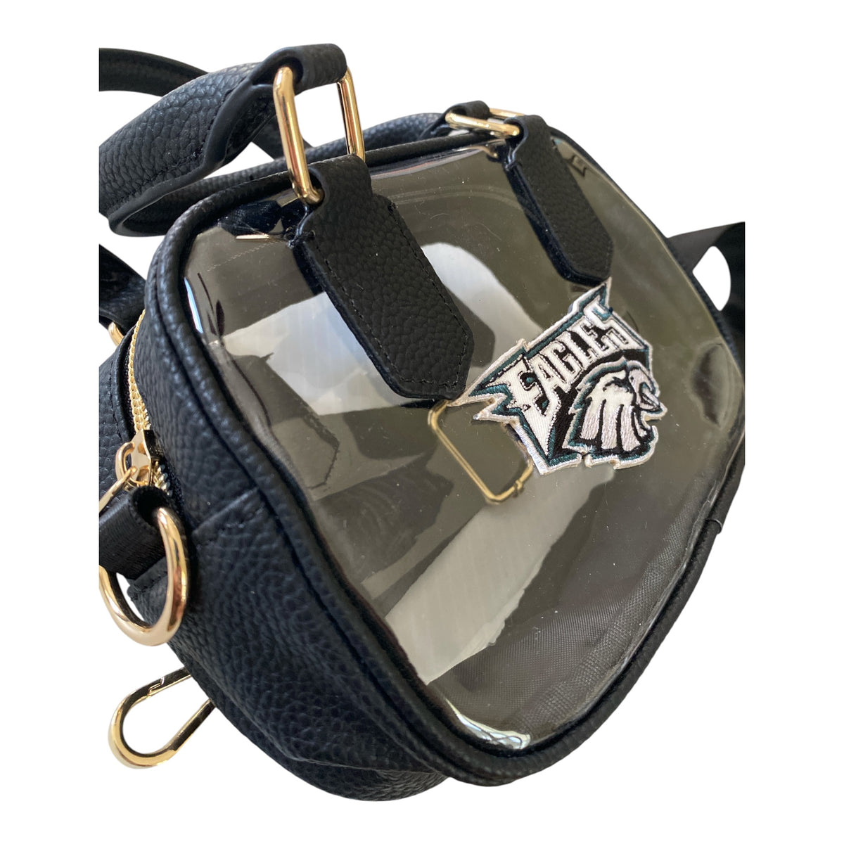 Philadelphia Eagles Clear Vinyl Stadium Bag, top carry handles & adjustable strap 8wx5hx2.75d