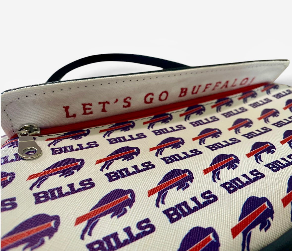 Buffalo Bills Vinyl & Leather  Crossbody/Shoulder Bag, 3 Pockets, Embroidered Flap, Adjustable Strap FREE Shipping