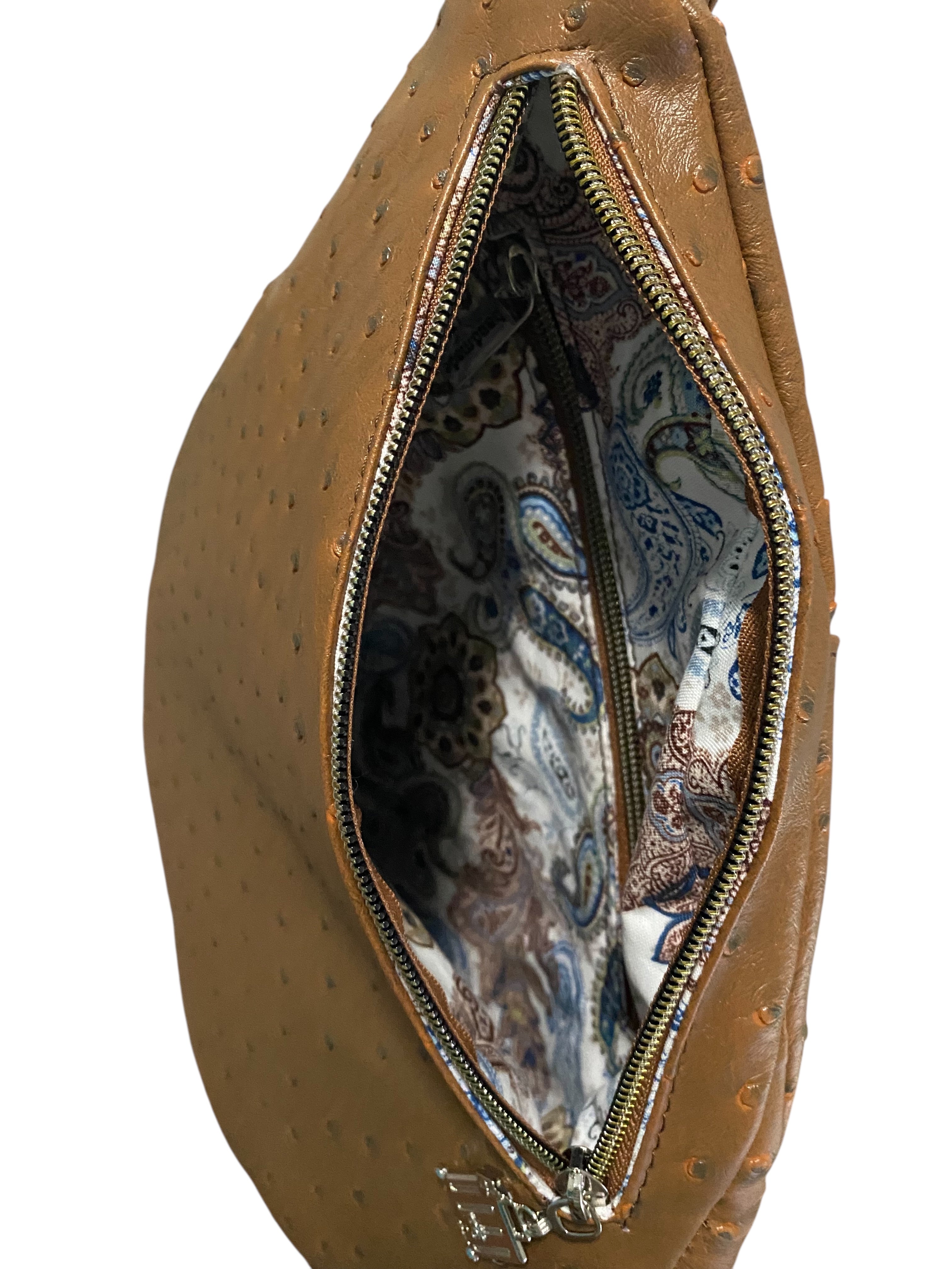 Faux Ostrich Teardrop Chest/Back Bag