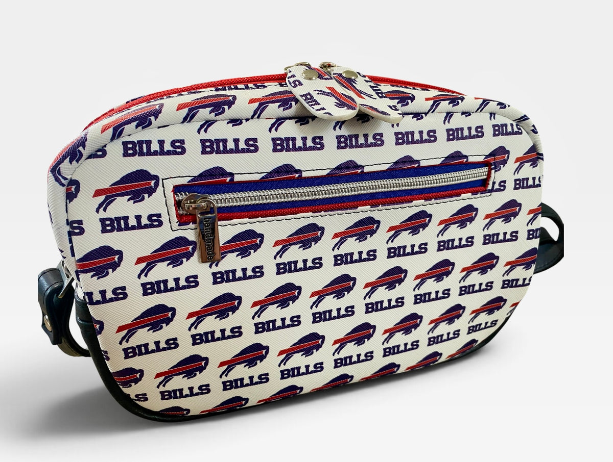 Buffalo Bills Vinyl & Leather  Crossbody/Shoulder Bag, 3 Pockets, Embroidered Flap, Adjustable Strap FREE Shipping