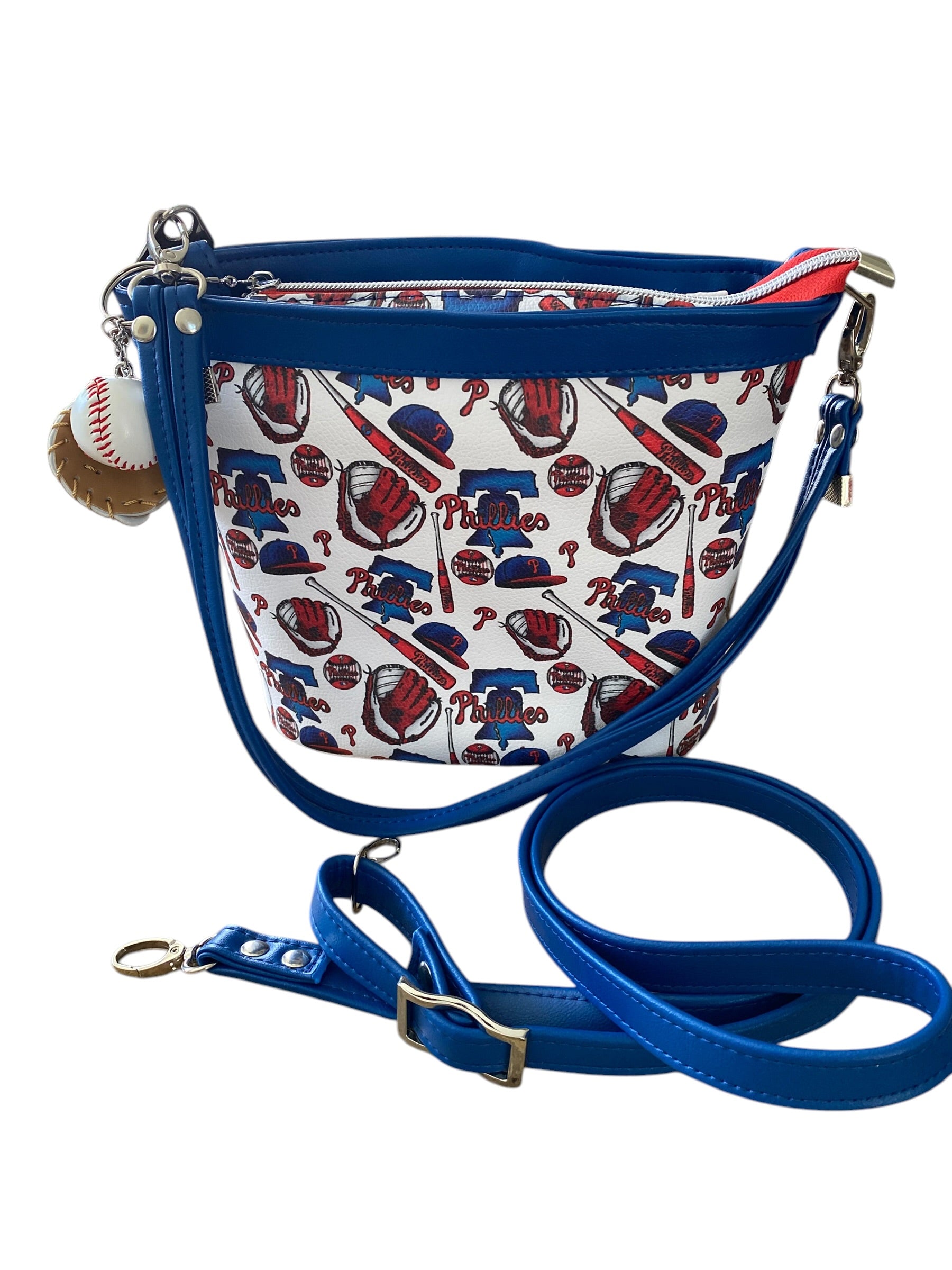 Philadelphia Phillies Small Bucket Bag, 4 Pockets, Dual Straps 9.25 x 8.25 x 4