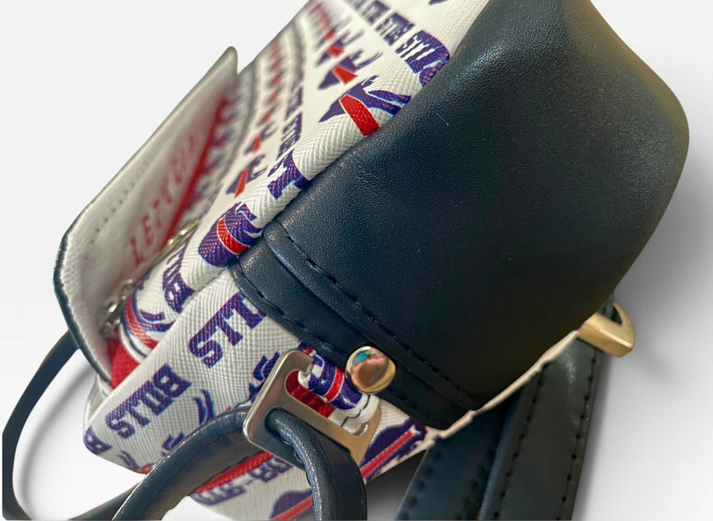 Buffalo Bills Vinyl & Leather  Crossbody/Shoulder Bag, 3 Pockets, Embroidered Flap, Adjustable Strap FREE Shipping