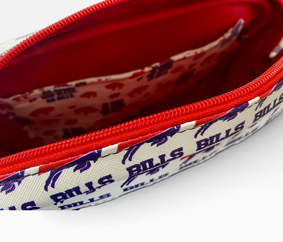 Buffalo Bills Vinyl & Leather  Crossbody/Shoulder Bag, 3 Pockets, Embroidered Flap, Adjustable Strap FREE Shipping