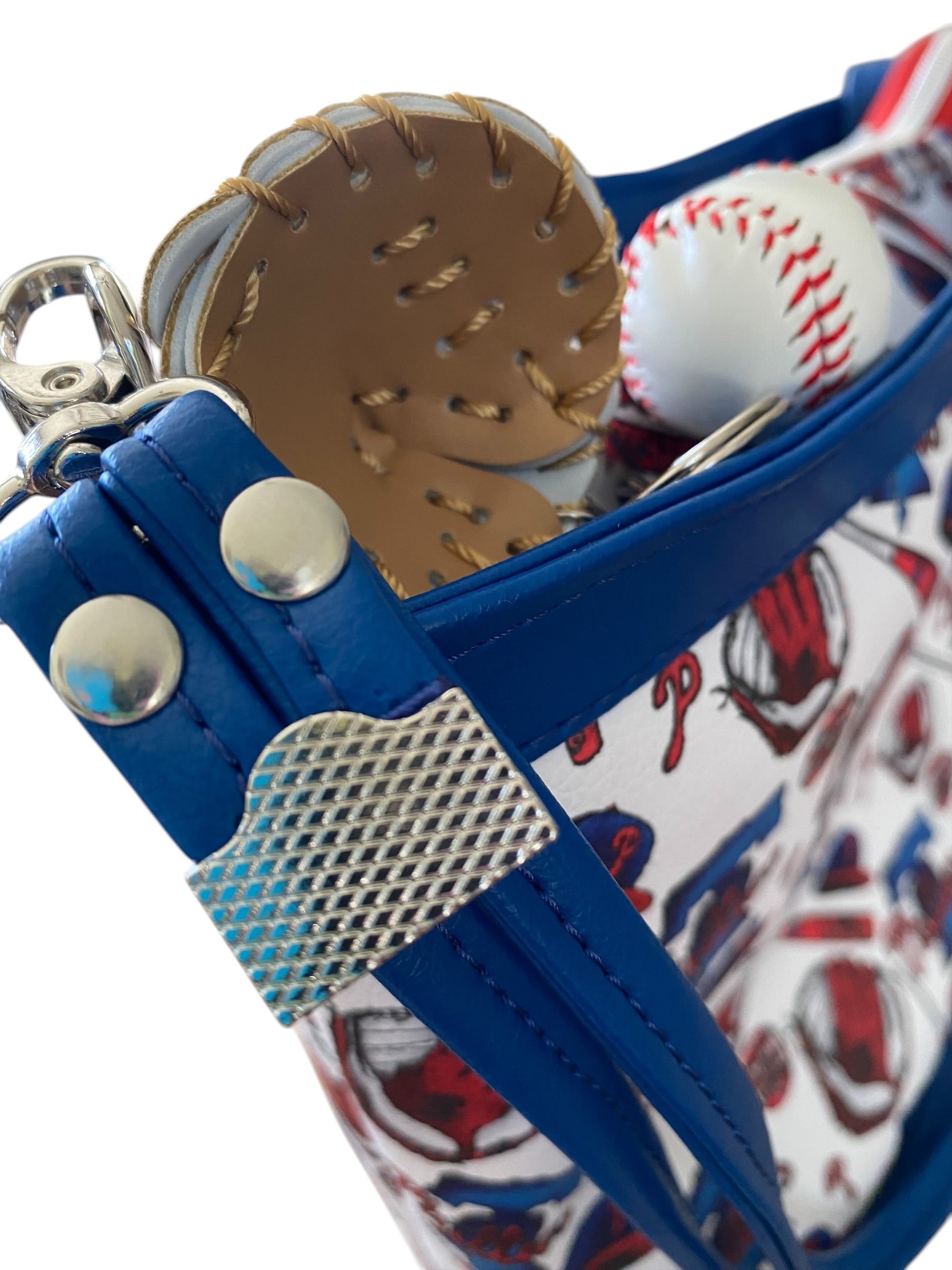 Philadelphia Phillies Small Bucket Bag, 4 Pockets, Dual Straps 9.25 x 8.25 x 4