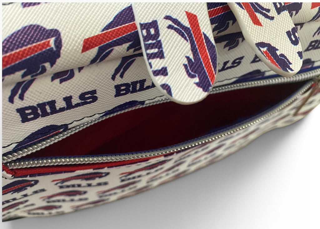 Buffalo Bills Vinyl & Leather  Crossbody/Shoulder Bag, 3 Pockets, Embroidered Flap, Adjustable Strap FREE Shipping