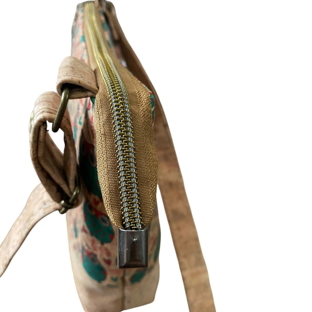 Cork Crossbody/Shoulder Bag, 2 Zip Pockets, 10w x 11h