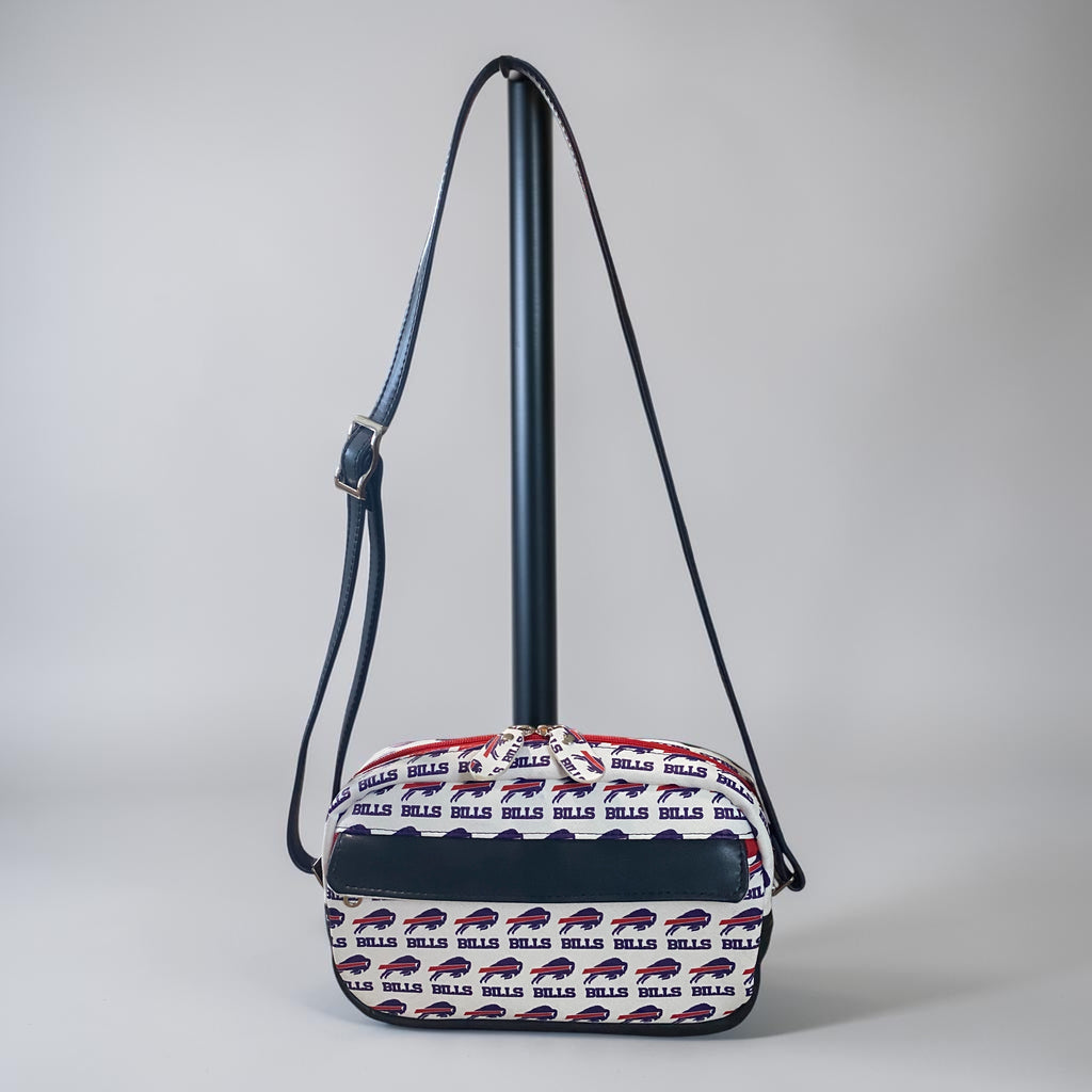Buffalo Bills Vinyl & Leather  Crossbody/Shoulder Bag, 3 Pockets, Embroidered Flap, Adjustable Strap FREE Shipping