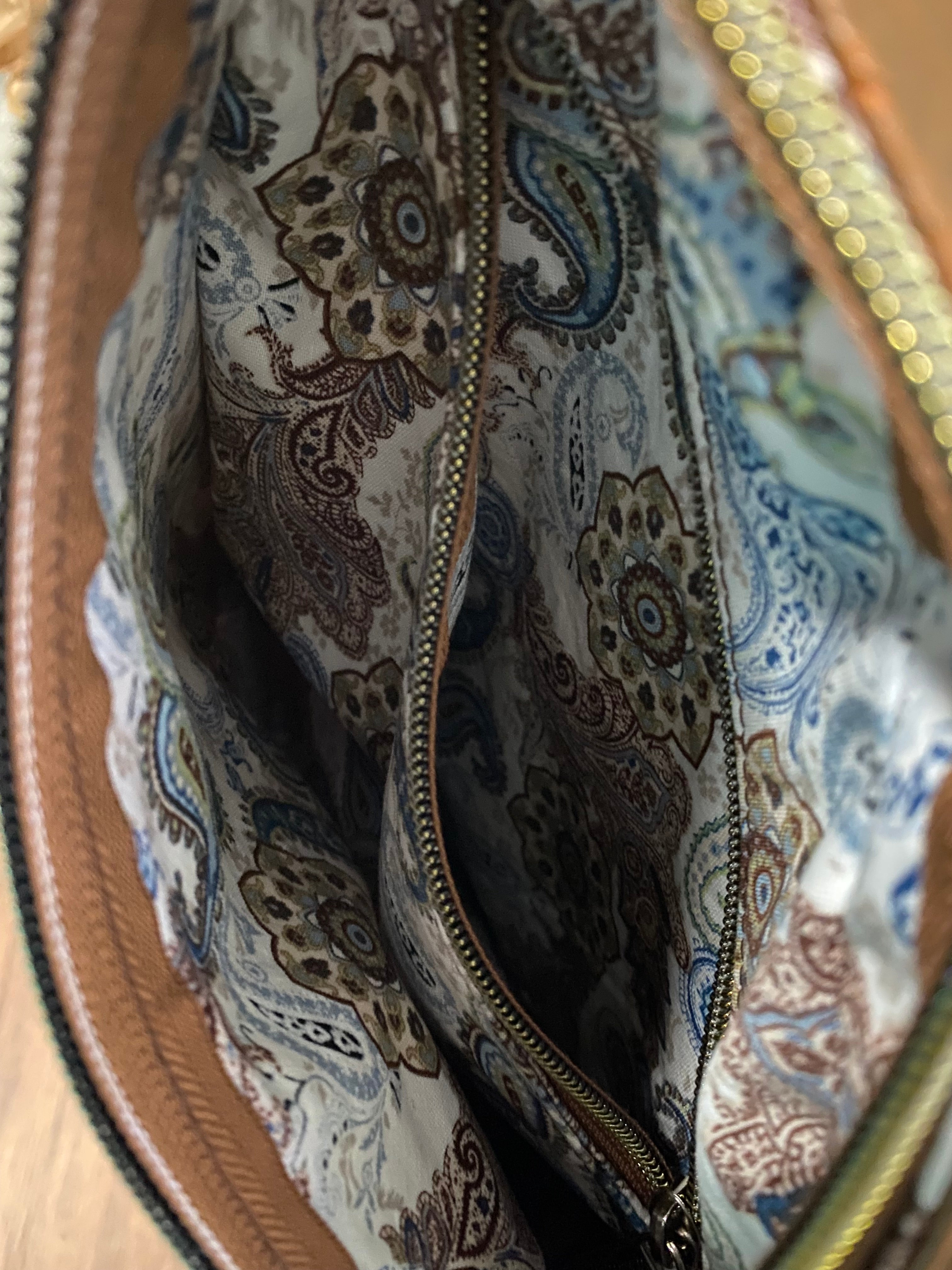 Faux Ostrich Teardrop Chest/Back Bag