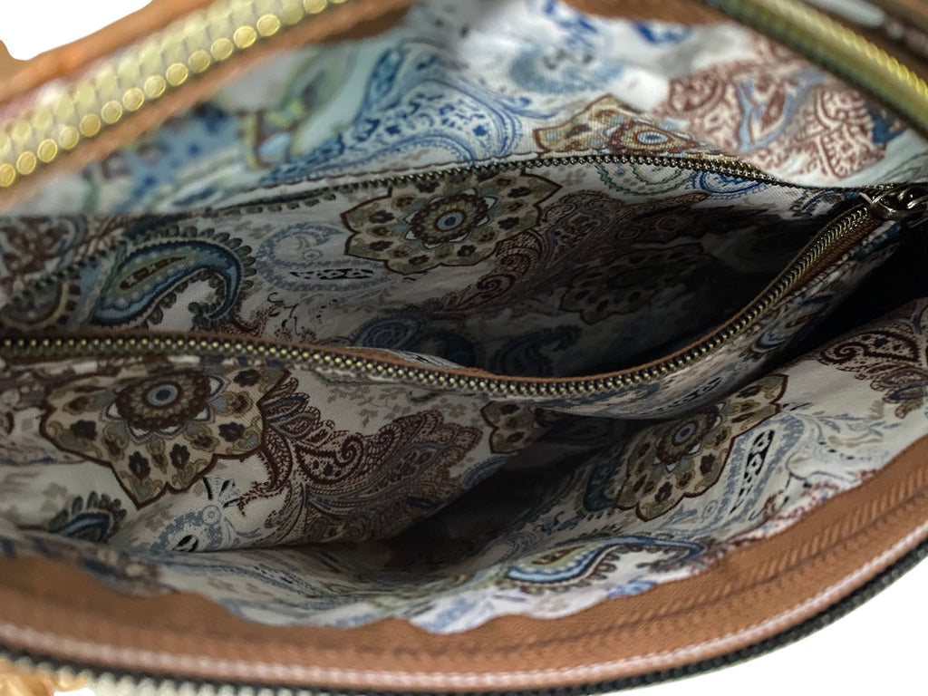 Faux Ostrich Teardrop Chest/Back Bag