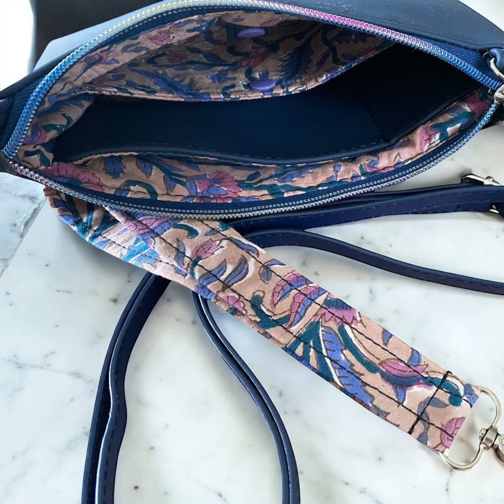 100% Leather Wristlet with Removable Wrist & Crossbody Strap