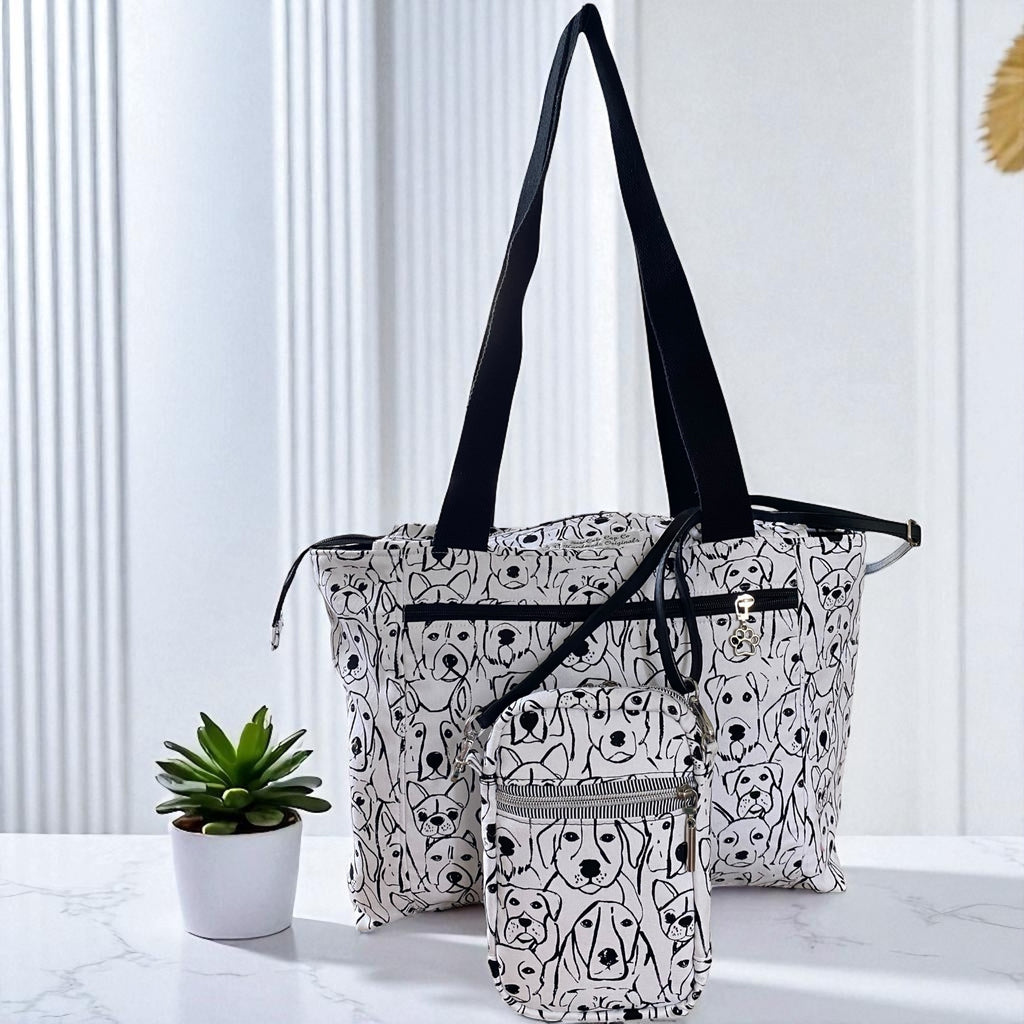 Dog Lovers Duo - Canvas Tote & Small Crossbody Bag