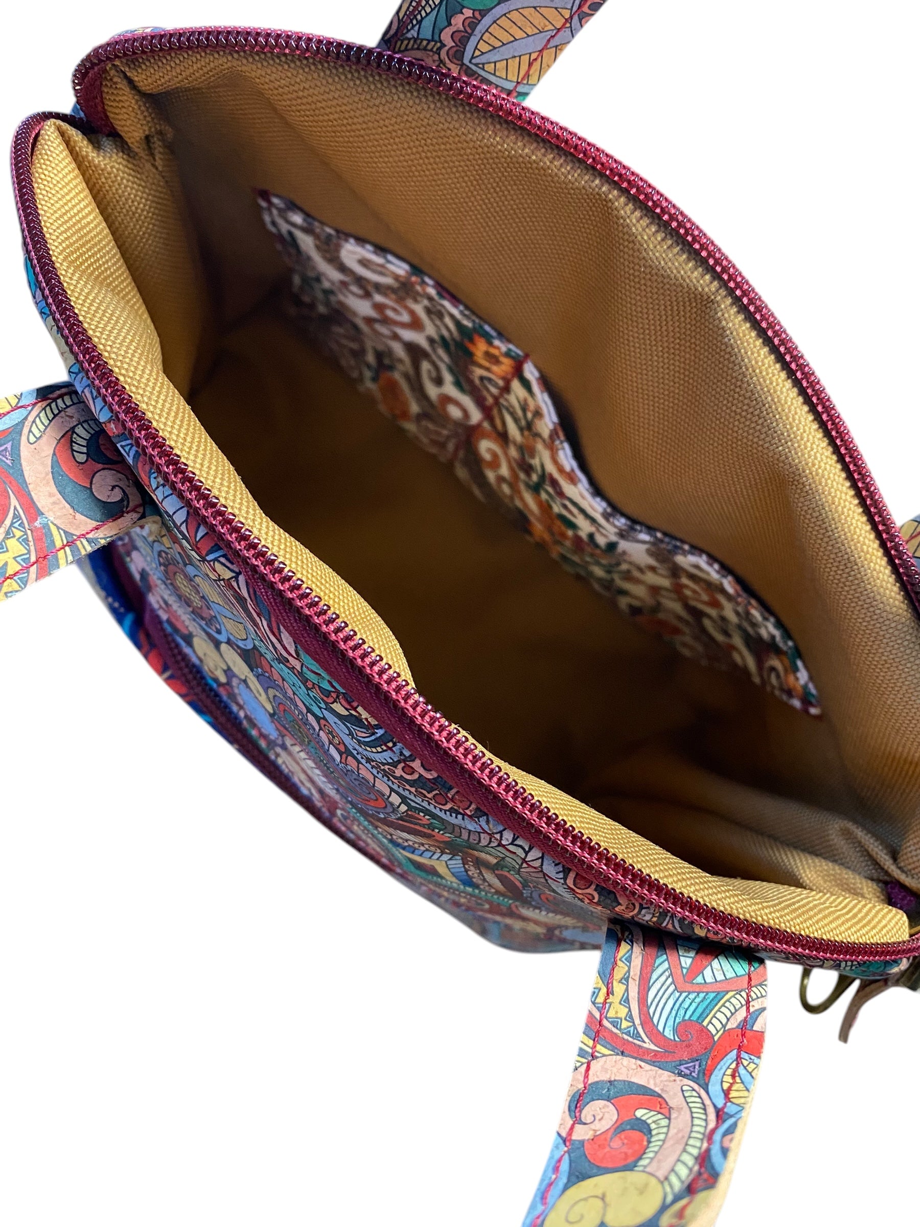 Cork Top Handle Handbag with Detachable Shoulder/Crossbody Strap, Pockets 8x10x4