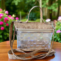 Holographic Dog Clear Vinyl & Cork Dual Compartment Crossbody/Handle Bag