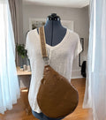 Faux Ostrich Teardrop Chest/Back Bag