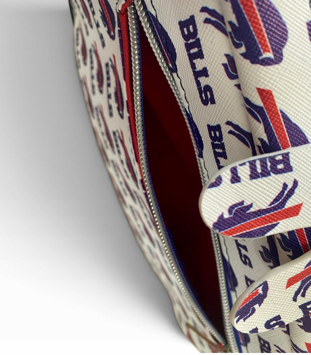 Buffalo Bills Vinyl & Leather  Crossbody/Shoulder Bag, 3 Pockets, Embroidered Flap, Adjustable Strap FREE Shipping