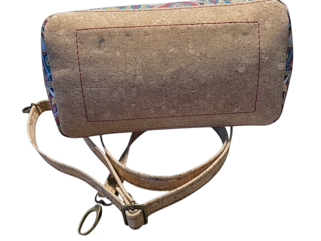 Cork Top Handle Handbag with Detachable Shoulder/Crossbody Strap, Pockets 8x10x4