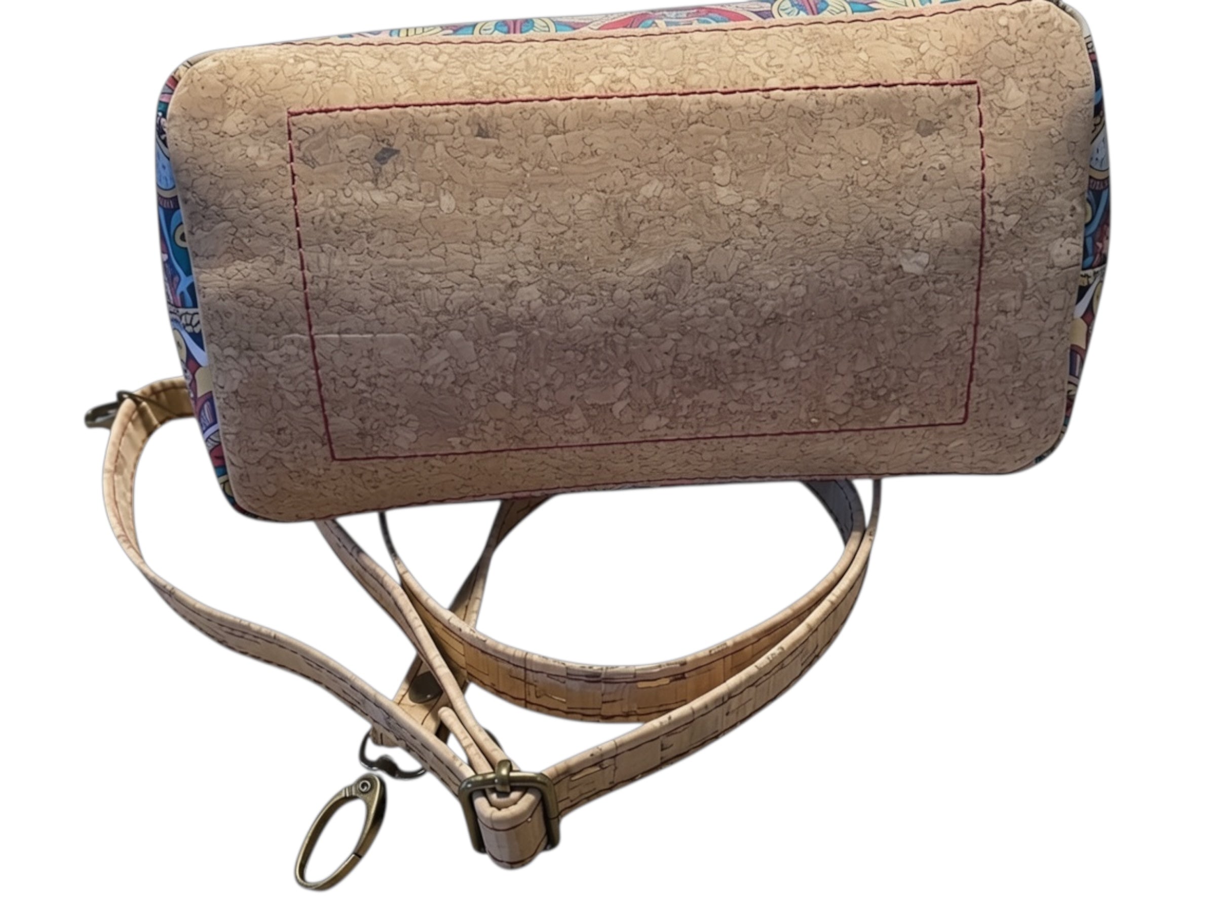 Cork Top Handle Handbag with Detachable Shoulder/Crossbody Strap, Pockets 8x10x4