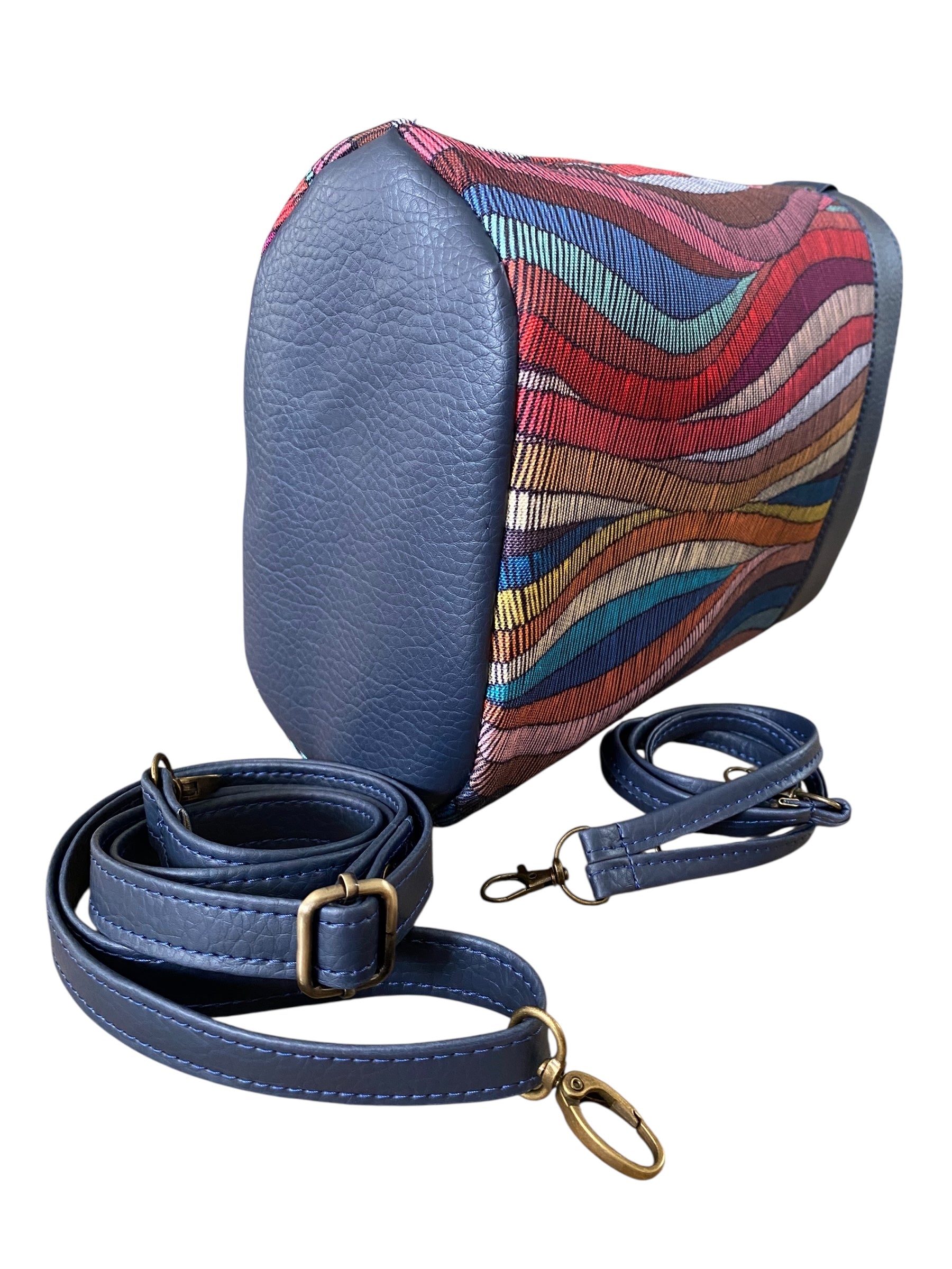 Artsy Bucket Bag with Woven Fabric Theme & Faux Leather