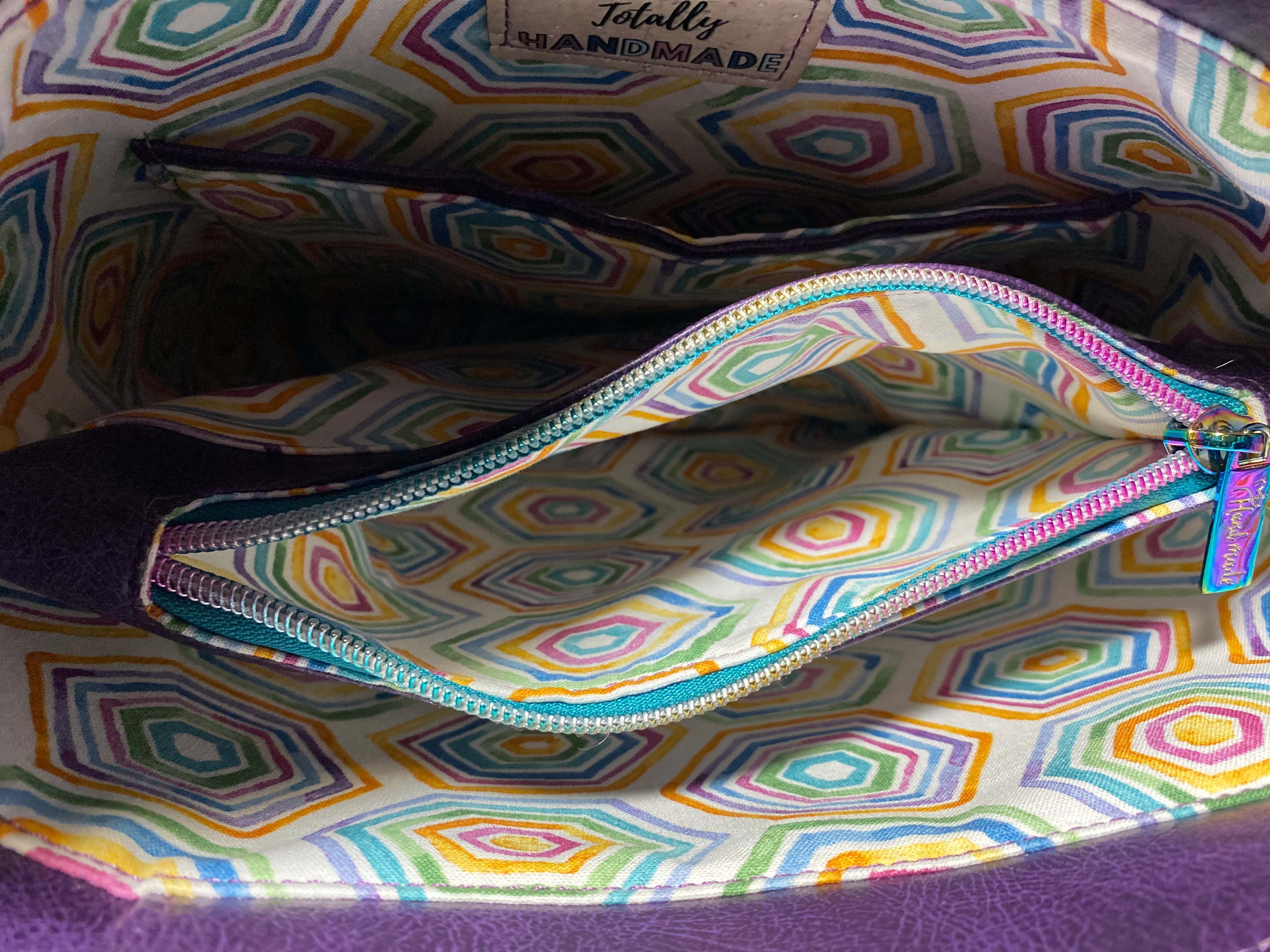 Wildflower Bucket Bag, interior divider compartment & slip pocket