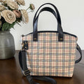 Plaid Camel Domed Bag, Pockets, Handles, Straps 13x8x6