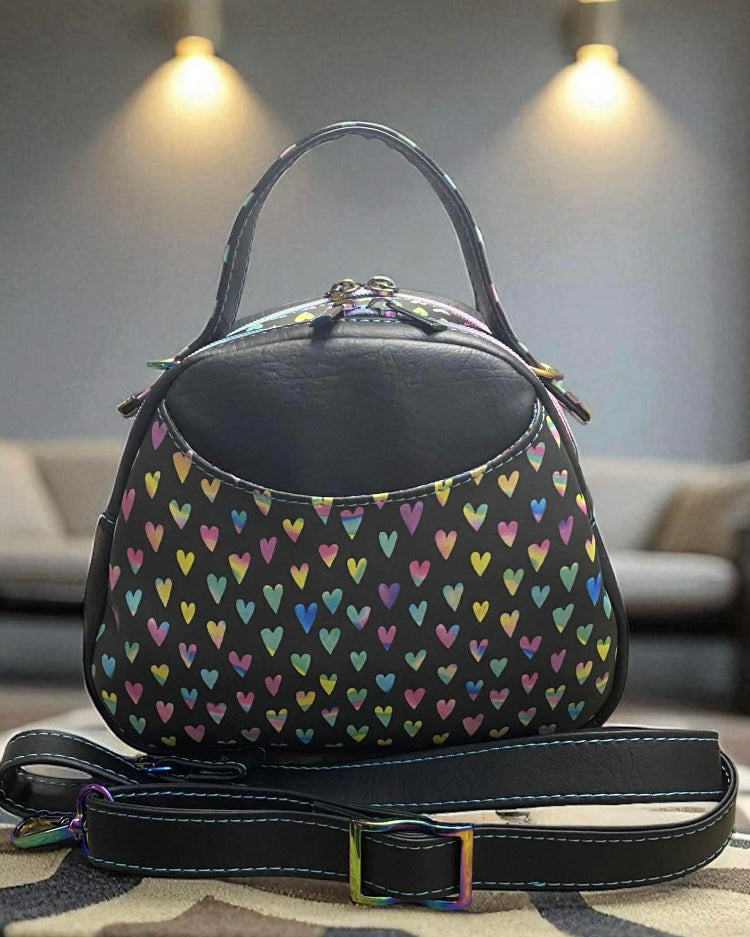 Iridescent Hearts Mini Bowler Style Vinyl