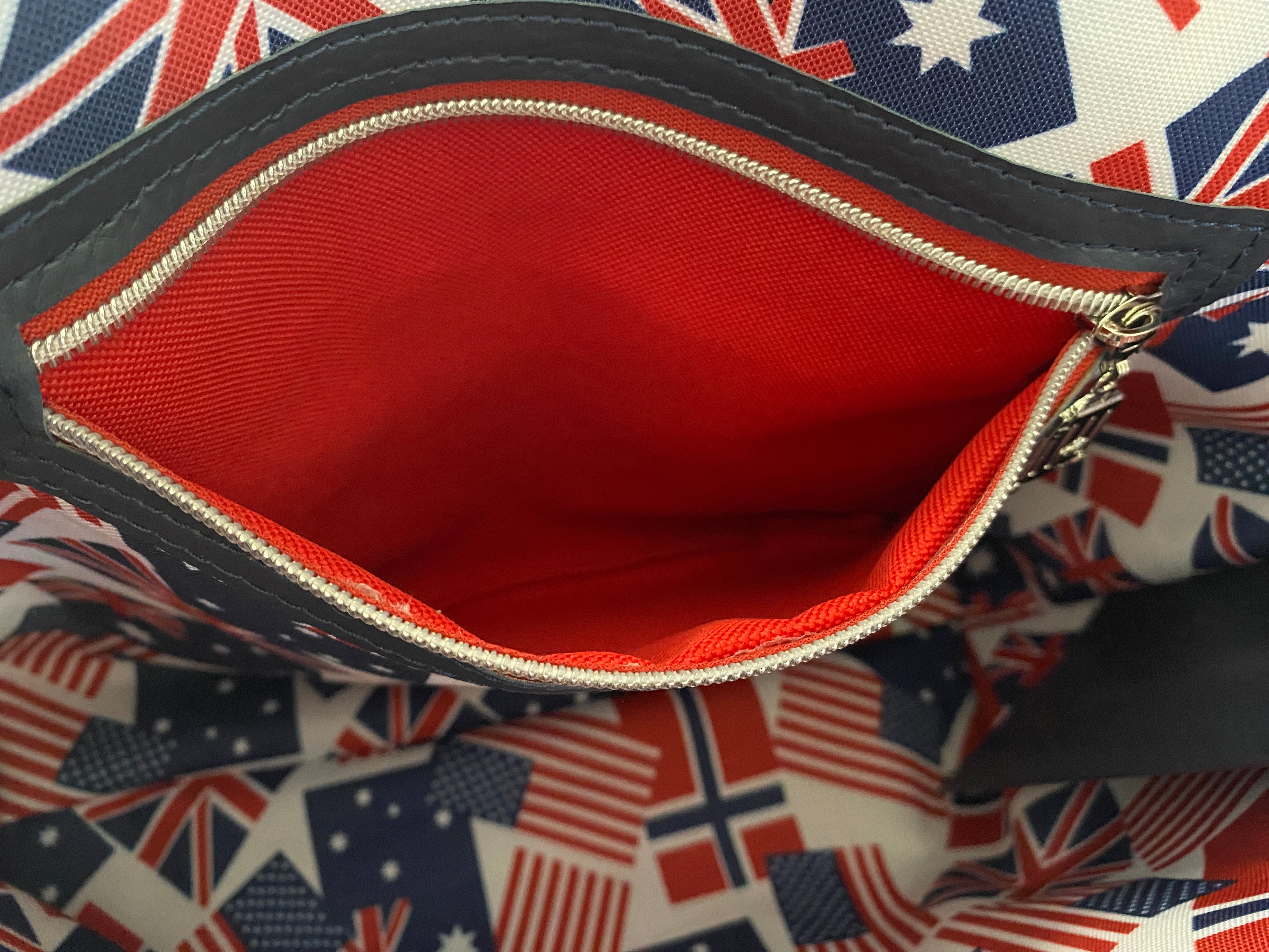 Cork & Faux Leather Travel Themed Tote 17w x 12h x 4.5d