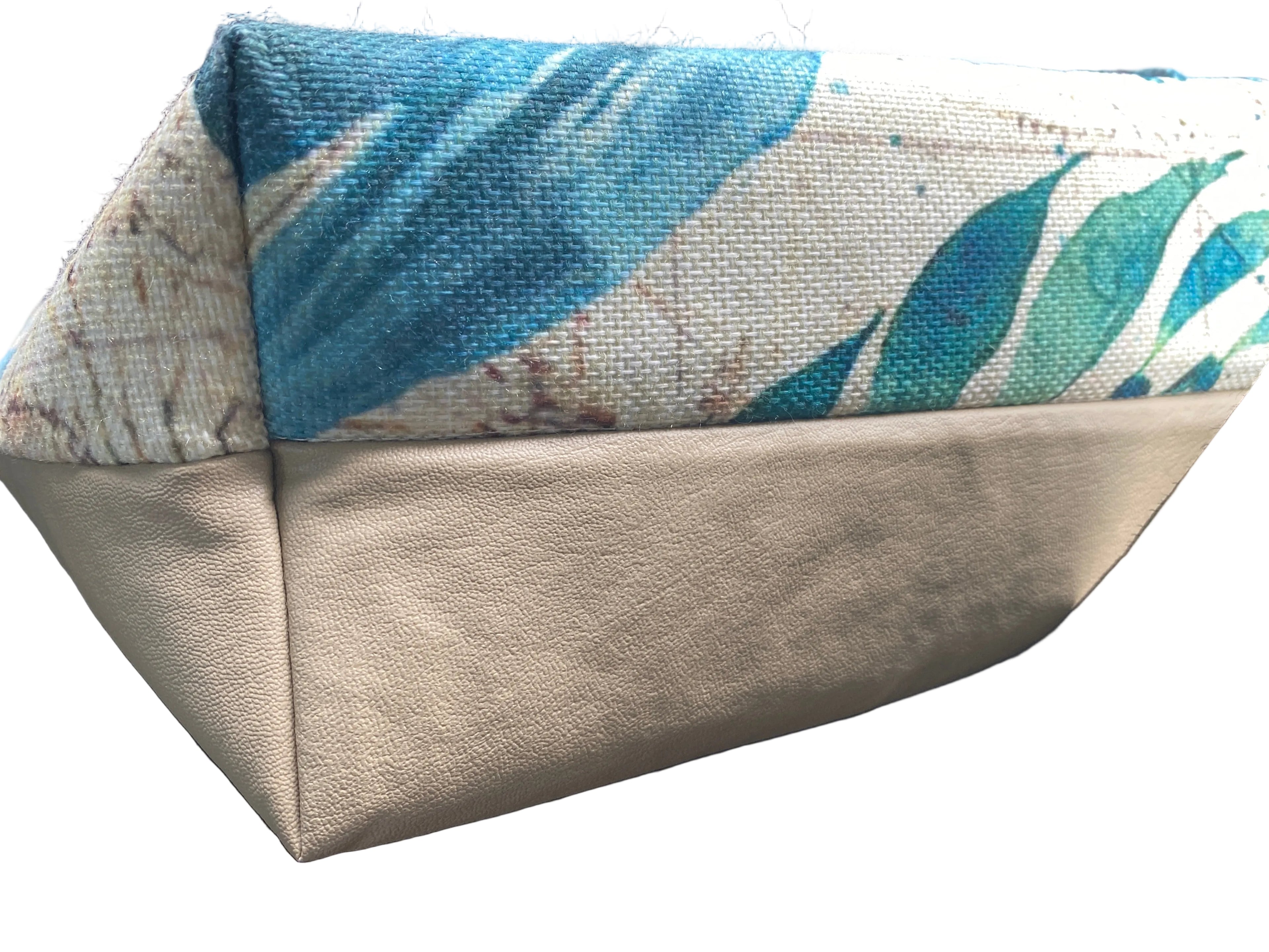 Whale Themed Canvas & Faux Leather Tote 15w x 14h x 5d