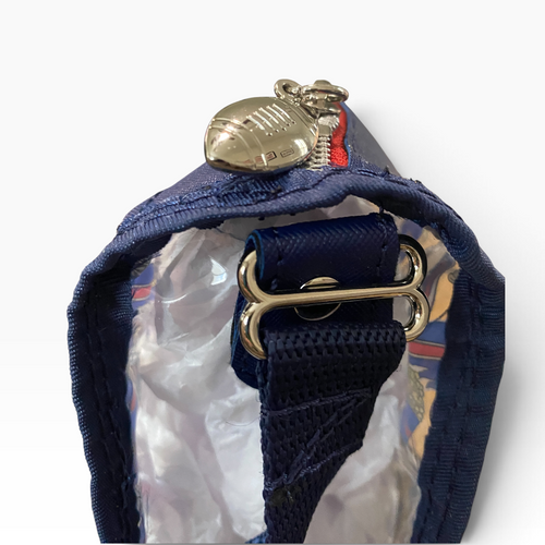 Buffalo Bills Clear Vinyl Stadium Bag, Football Zipper Pull, Adjustable Strap 7x10x3