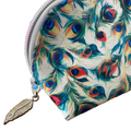 Wide Opening Vinyl Peacock Feather Cosmetic Bags