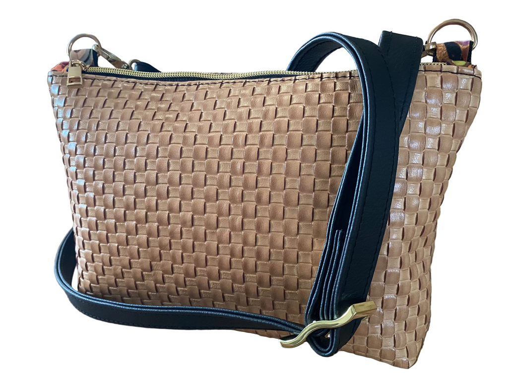 Basketweave Vegan Leather Crossbody