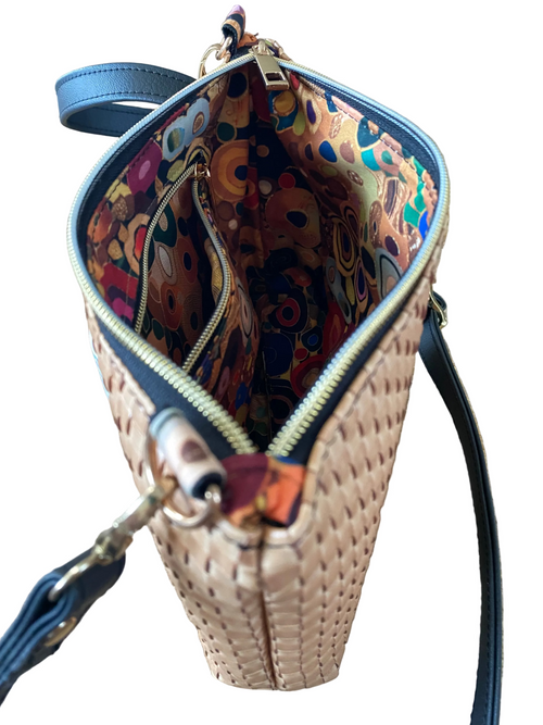 Basketweave Vegan Leather Crossbody