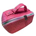 Faux Ostrich Cosmetic/Multi Purpose Dual Zip Handled Case