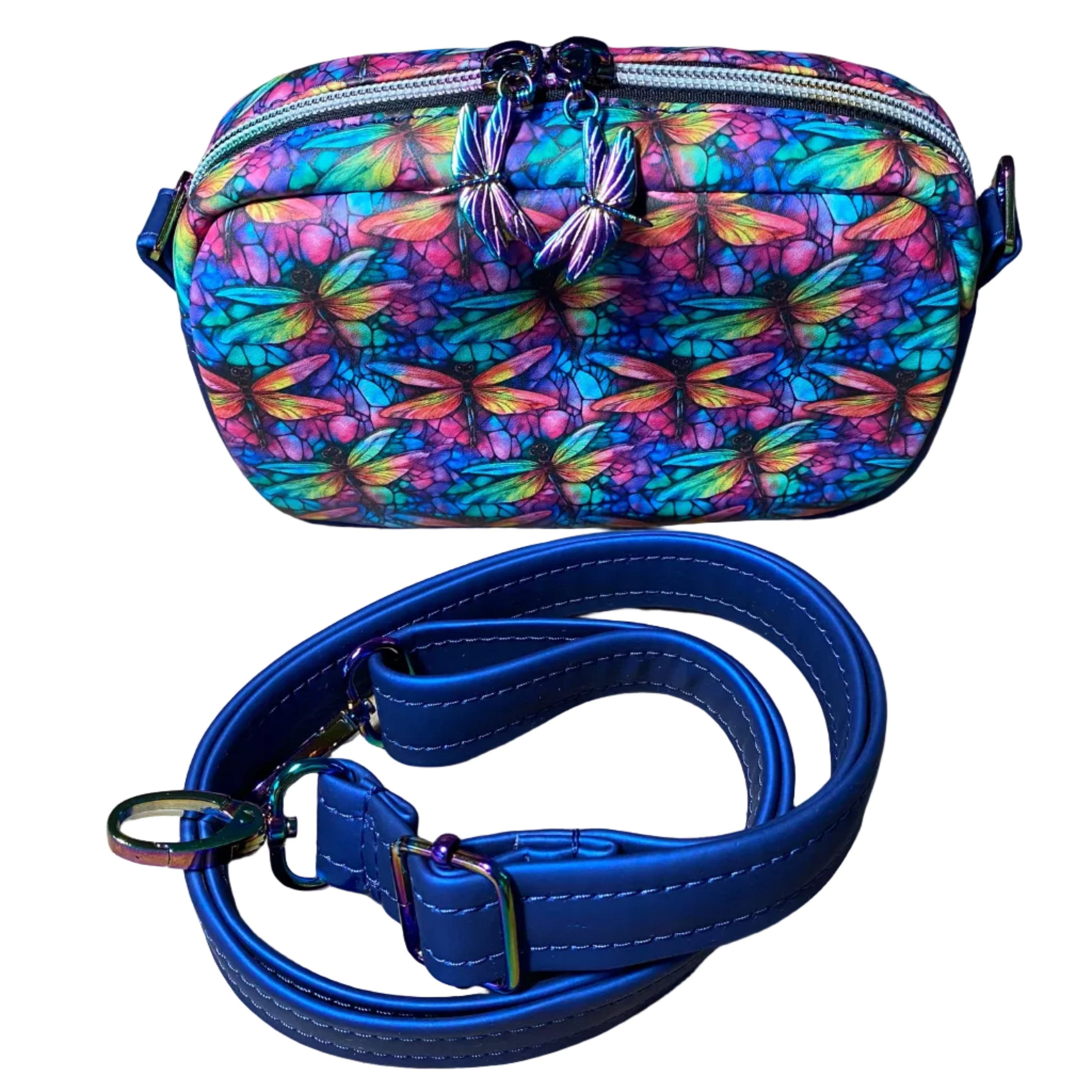 Essentials Crossbody Bag, Dual Zippers, Adjustable Strap, Vinyl, Cork, Faux Leather - Many Options!