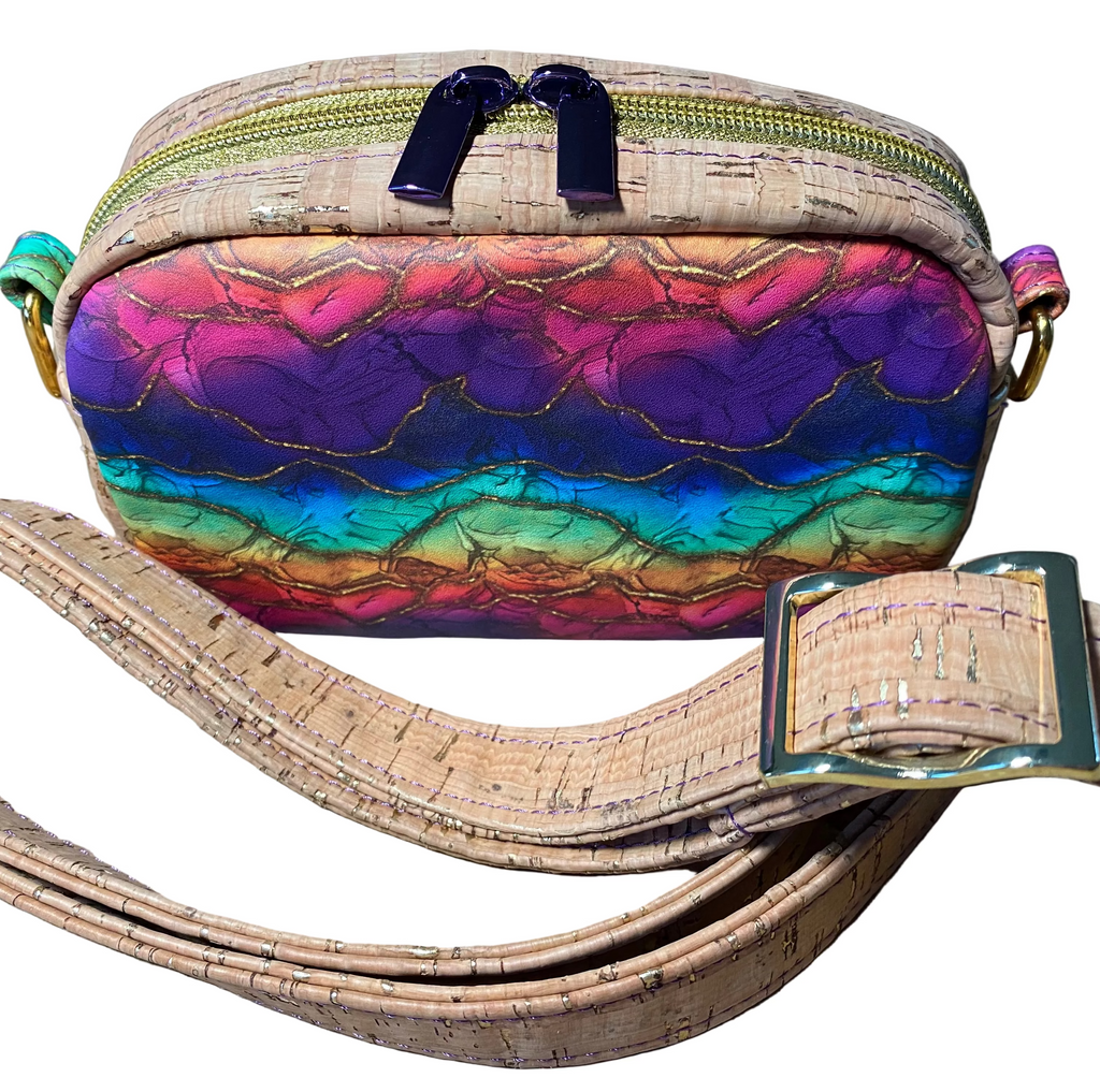 Essentials Crossbody Bag, Dual Zippers, Adjustable Strap, Vinyl, Cork, Faux Leather - Many Options!