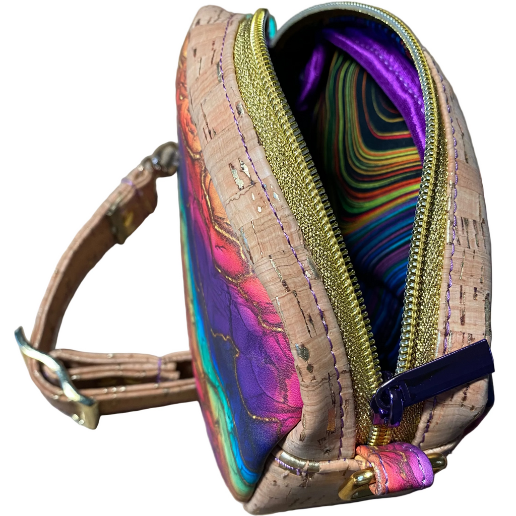 Essentials Crossbody Bag, Dual Zippers, Adjustable Strap, Vinyl, Cork, Faux Leather - Many Options!