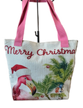 Christmas Flamingo Tote w/ Embroidery