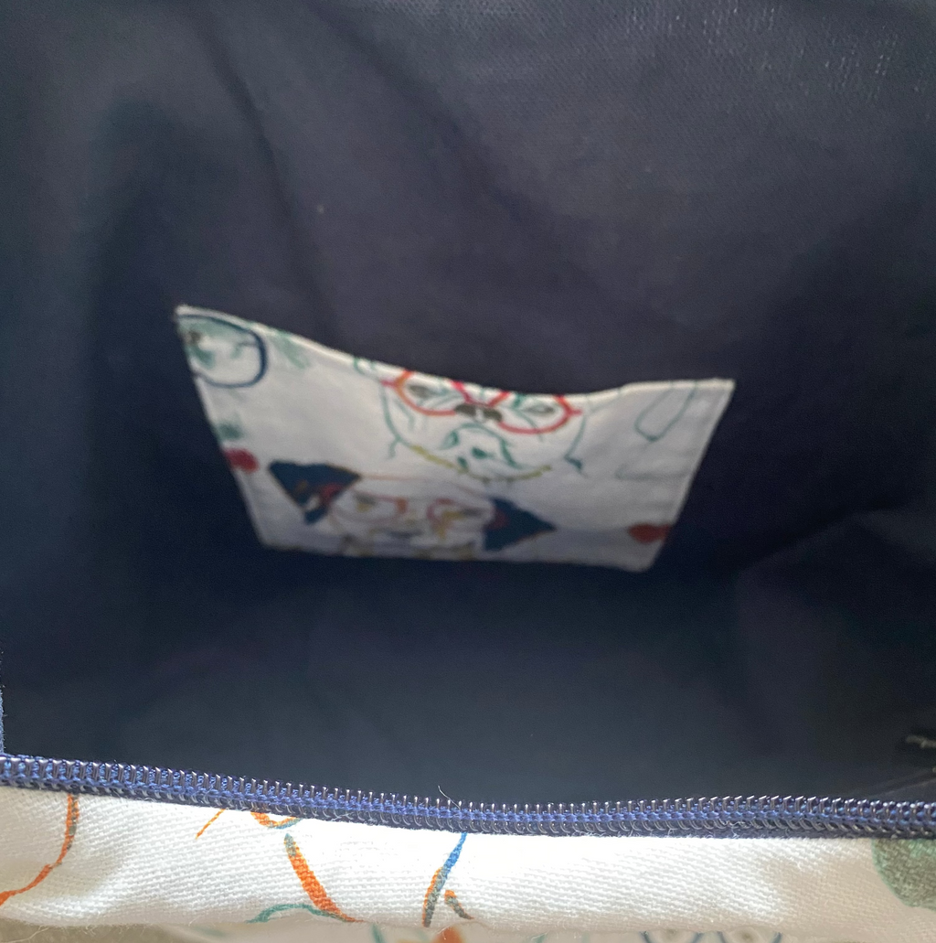 Oversized Cotton Canvas Hobo bag, pockets, 22” top zipper 17w x 30h