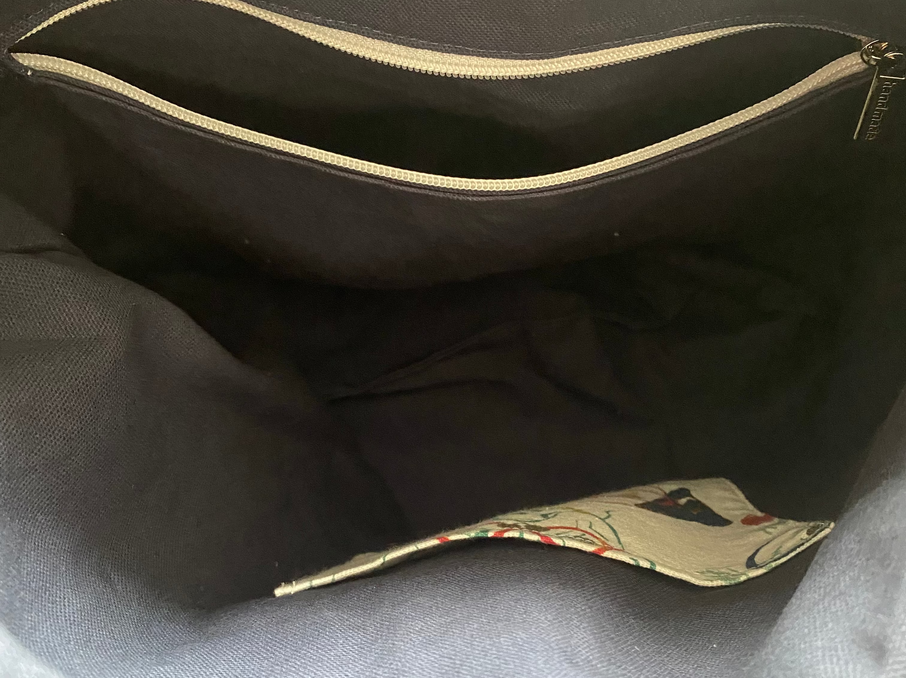 Oversized Cotton Canvas Hobo bag, pockets, 22” top zipper 17w x 30h