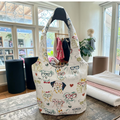 Oversized Cotton Canvas Hobo bag, pockets, 22” top zipper 17w x 30h