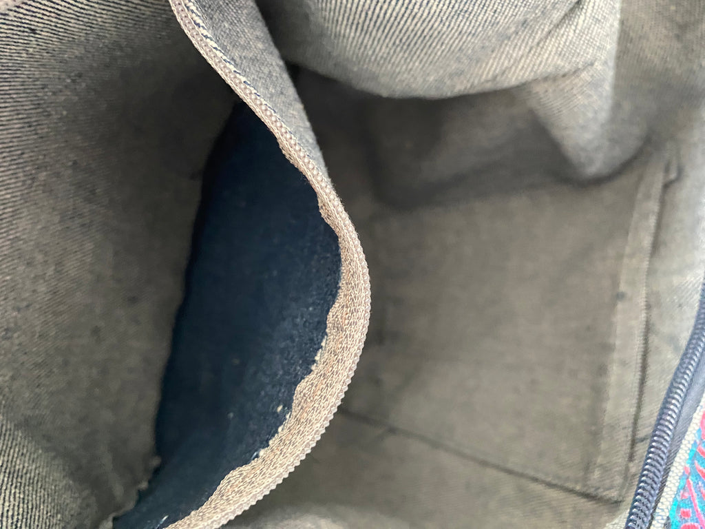 Boho Vivid Cotton Canvas Hobo bag, multiple pockets, top zip, extra long strap,   14 x 33