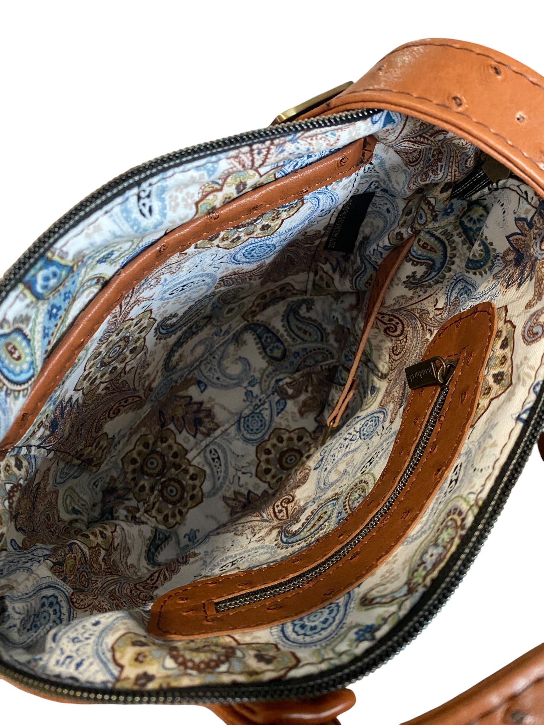 Faux Ostrich Textured Shoulder or Crossbody   9h x 11w x 4d