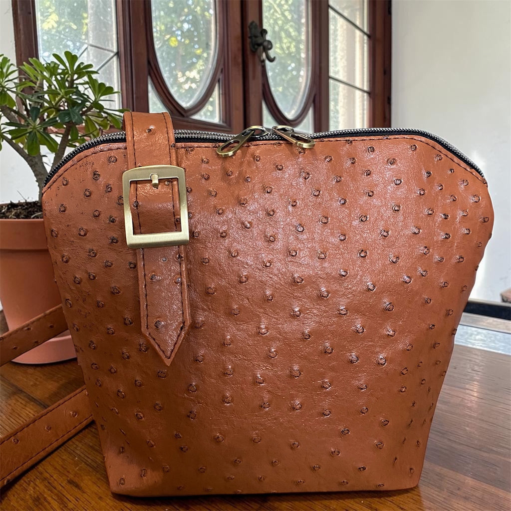 Faux Ostrich Textured Shoulder or Crossbody   9h x 11w x 4d