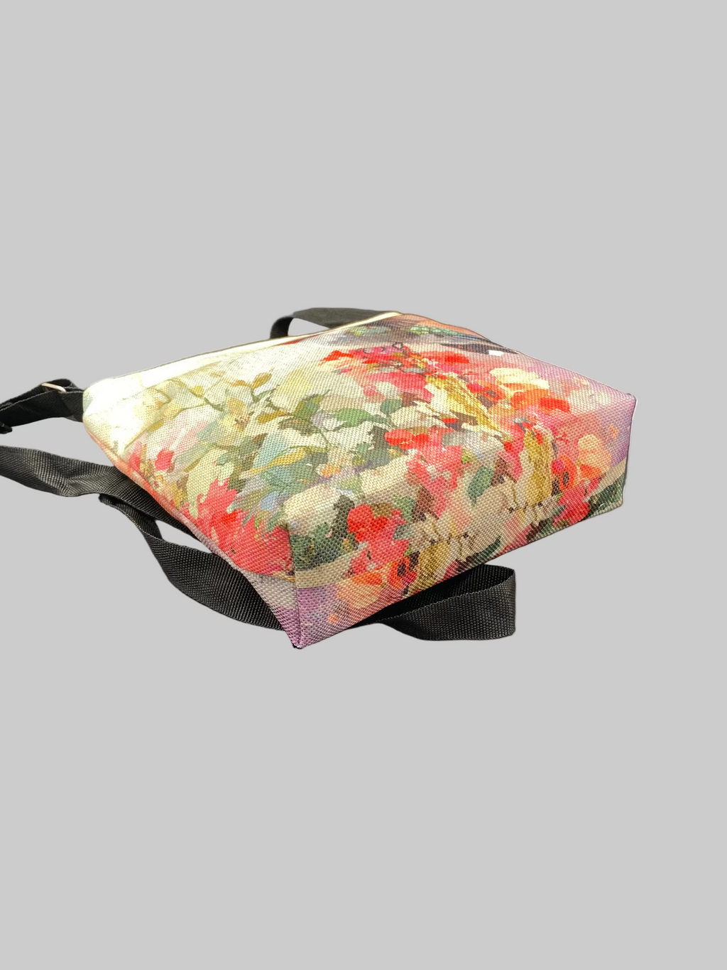 Double Sided Linen Hummingbird Bag, Adjustable Strap, Pocket 9 x 9