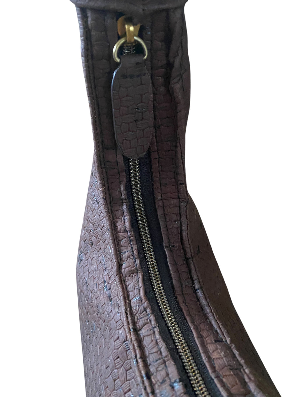 Crescent Basketweave Textured Shoulder Bag with Adjustable Strap