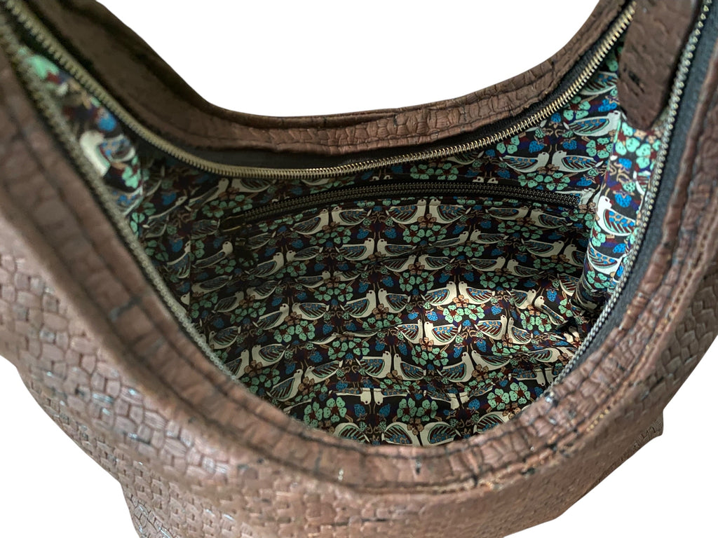 Crescent Basketweave Textured Shoulder Bag with Adjustable Strap