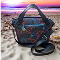 Colorful Sea Turtle Vinyl Print Domed Handbag w/ Crossbody Strap