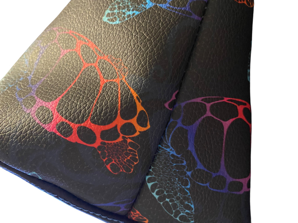 Colorful Sea Turtle Vinyl Print Domed Handbag w/ Crossbody Strap