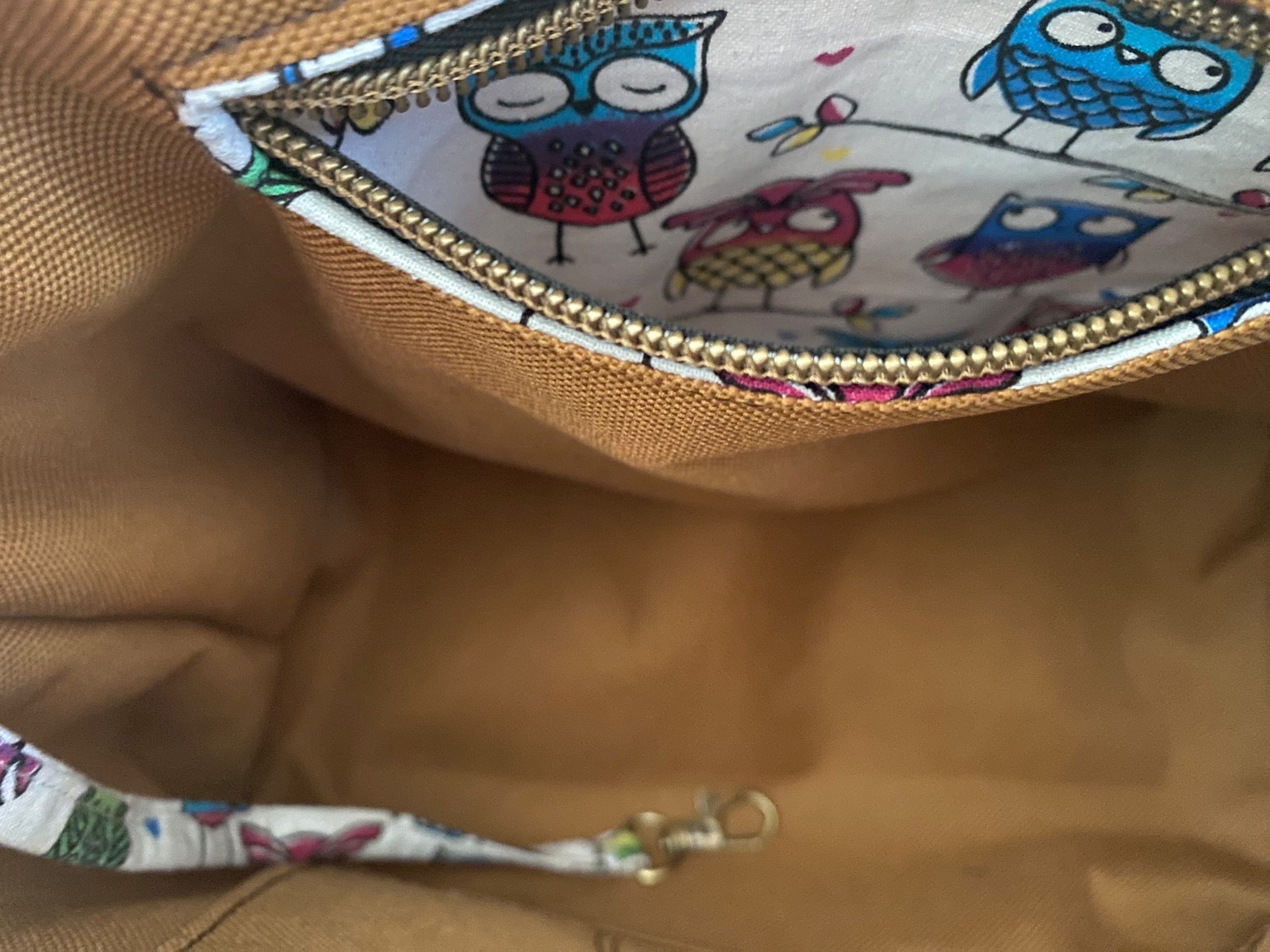 Vegan Leather & Vinyl  Owl Print Domed Handbag w/ Crossbody Strap