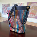 Artsy Bucket Bag with Woven Fabric Theme & Faux Leather